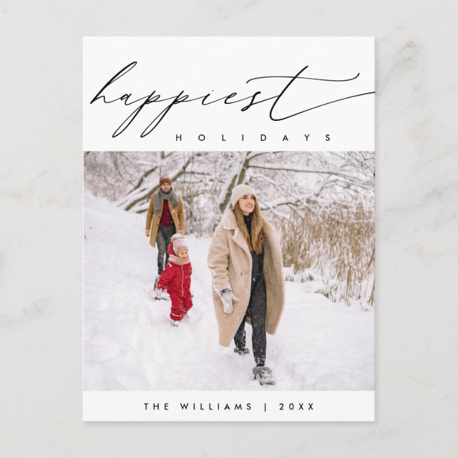 Cartão Postal Férias mais felizes, Feliz Natal Foto da Família (Frente)