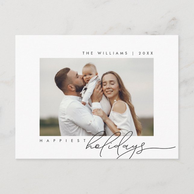 Cartão Postal Férias mais felizes, Feliz Natal, Foto da Família (Frente)
