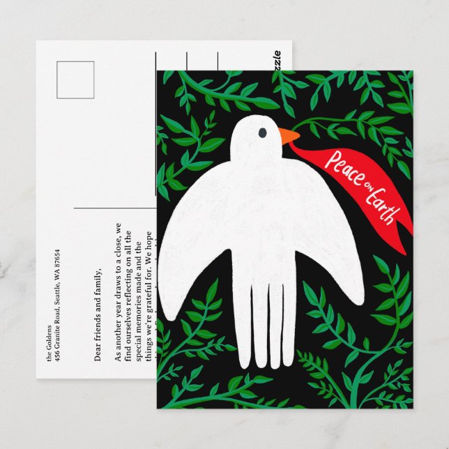 Cartão Postal Férias PERSONALIZADAS do Natal da Paz na Terra (Frente/Verso)