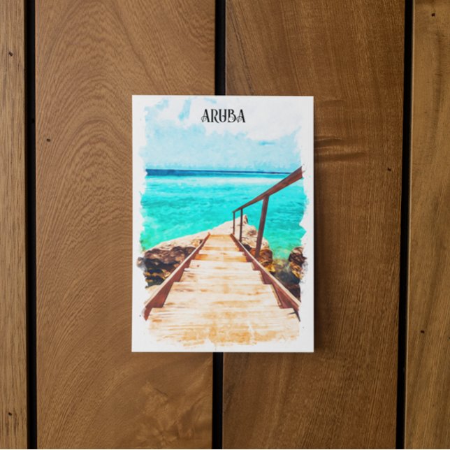Cartão Postal Férias Tropicais Minimalistas em Aruba no Caribe (Minimalist Aruba Caribbean Tropical Vacation Postcard)