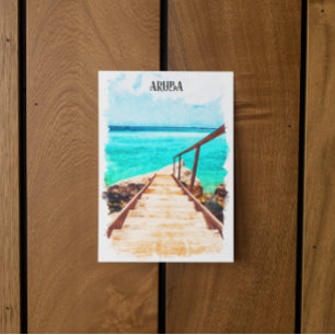 Cartão Postal Férias Tropicais Minimalistas em Aruba no Caribe