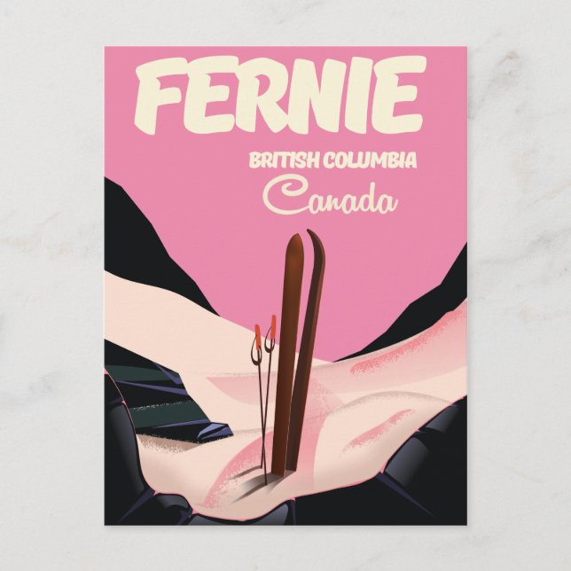 Cartão Postal Fernie British Columbia Ski poster (Frente)