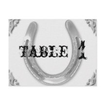 Ferradura Prateada no Número da Mesa Casada Branca