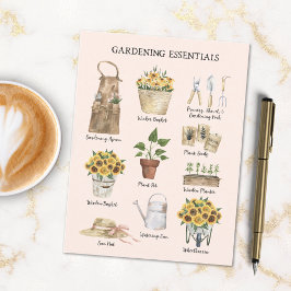 Cartão Postal Ferramentas de Jardim de Girassol Essencial para J