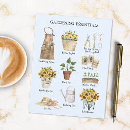 Cartão Postal Ferramentas de Jardim de Girassol Essencial para J