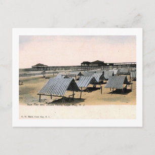Cartão Postal Ferro Pier & Tents, Cabo May, New Jersey Vintage