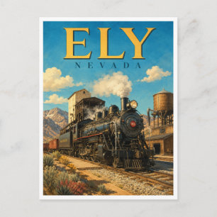 Cartão Postal Ferrovia a Vapor Ely Nevada GeoSaga