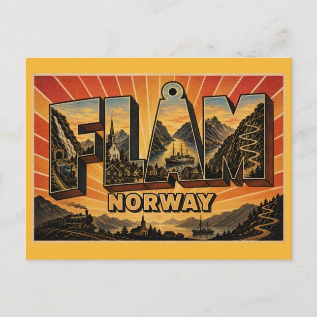 Cartão Postal Ferrovia Flåm Noruega (Frente)