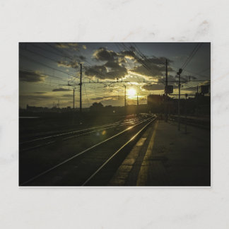 Cartão Postal Ferrovias de Catania ao pôr do sol