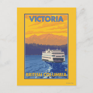 Cartão Postal Ferry and Mountains - Victoria, BC Canada