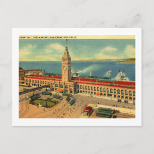 Cartão Postal Ferry Building & Bay, São Francisco Vintage
