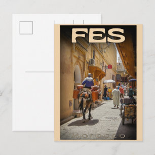 Cartão Postal FES cidade antiga vintage Marrocos viagem