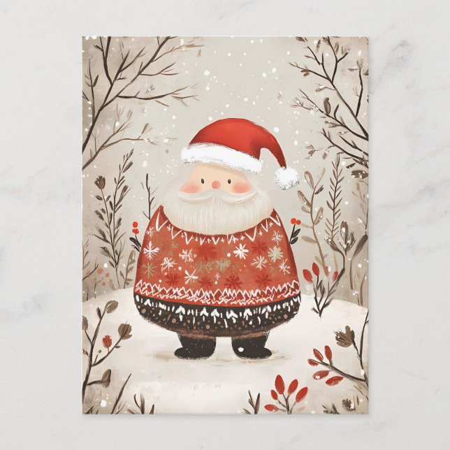 Cartão Postal Feset Santa Clause Saudação de Natal (Frente)