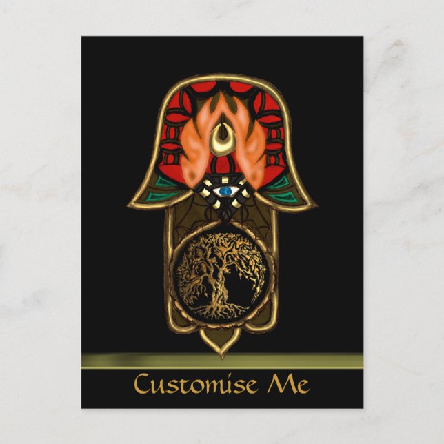 Cartão Postal Festa da Mão de Hamsa: Árvore da Vida (Frente)