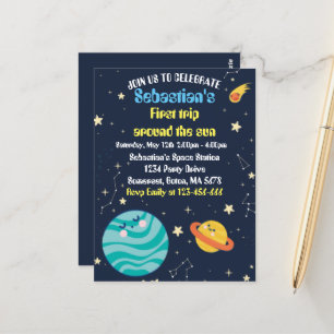 Cartão Postal Festa de 1º Aniversário Espacial Primeira Volta ao
