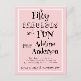 Cartão Postal Festa de 50 anos moderna e fabulosa rosa