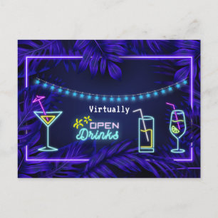 Cartão Postal Festa de Aniversário Adulto Neon de Drinks Virtuai