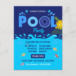 Cartão Postal Festa de Aniversário ao Ar Livre com Piscina de Ve