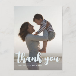 Cartão Postal Festa de aniversário Blue Boys Obrigado Script Fot