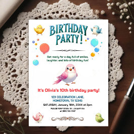 Cartão Postal Festa de Aniversário Colorida de Amigos Empenados 