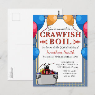 Cartão Postal Festa de Aniversário com Ensopado de Lagostim e Fr