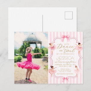 Cartão Postal Festa de Aniversário com Foto de Bailarina Rosa Da