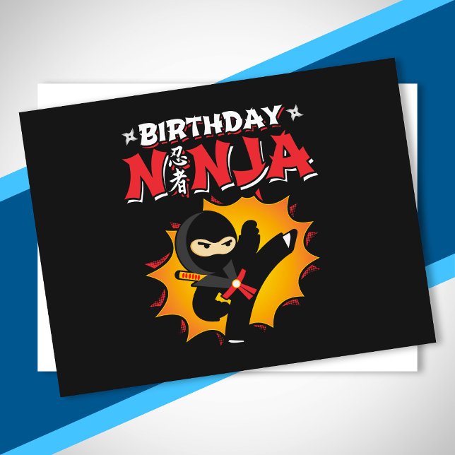 Cartão Postal Festa de Aniversário com Tema de Ninja - Design de (Criador carregado)