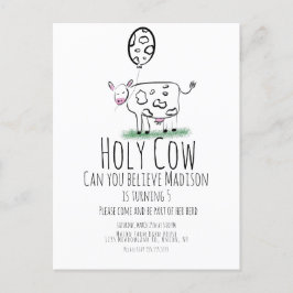 Cartão Postal Festa de Aniversário da Fazenda Vaca Desenho  