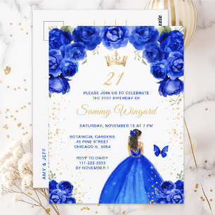 Cartão Postal Festa de Aniversário da Princesa de Cabelo Castanh