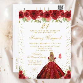 Cartão Postal Festa de Aniversário da Princesa de Cabelo Loiro F