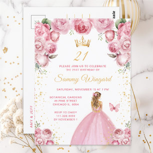 Cartão Postal Festa de Aniversário da Princesa de Cabelo Loiro R