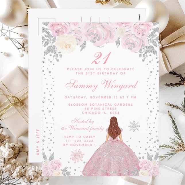 Cartão Postal Festa de Aniversário da Princesa de Cabelos Castan (Criador carregado)