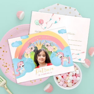 Cartão Postal Festa de aniversário da princesa rosa e dourado FO