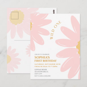 Cartão Postal Festa de Aniversário Daisy Bohmian Wild One 1º Ani