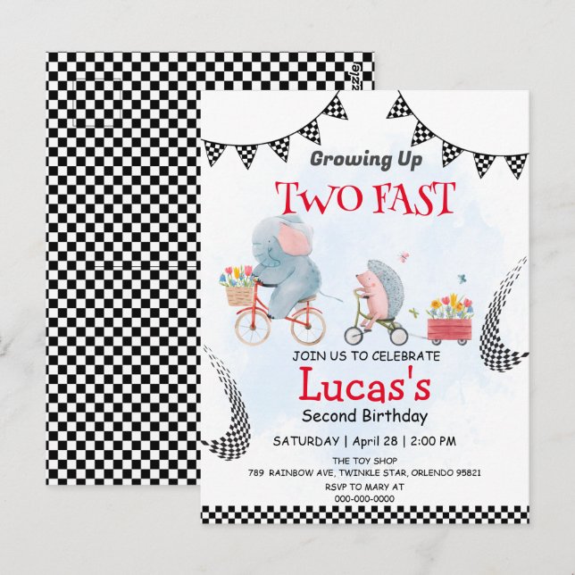 Cartão Postal Festa de Aniversário de 2 anos do porco-espinho se (Frente/Verso)