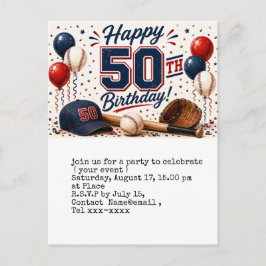 Cartão Postal Festa de aniversário de 50 anos com tema de beiseb