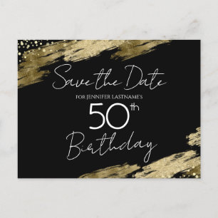 Cartão Postal Festa de Aniversário de 50 anos Dourado Preto Salv