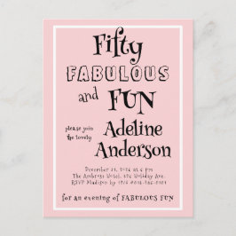 Cartão Postal Festa de Aniversário de 50 anos Rosa Moderno e Fab