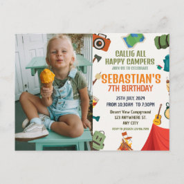 Cartão Postal Festa de Aniversário de Acampamento Foto