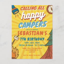 Cartão Postal Festa de Aniversário de Acampamento para crianças 