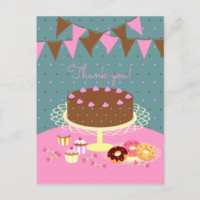 Cartão Postal Festa de aniversário de bolo de chocolate (Frente)