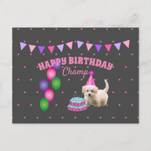 Cartão Postal Festa de Aniversário de Cachorrinho de Estimação C