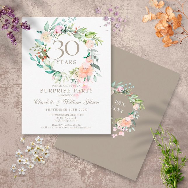 Cartão Postal Festa de Aniversário de Casamento de 30 Anos Surpr (Criador carregado)