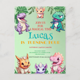 Cartão Postal Festa de aniversário de criança da selva de dinoss