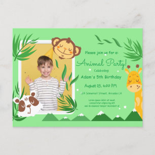Cartão Postal Festa de Aniversário de Crianças com Animais, Foto