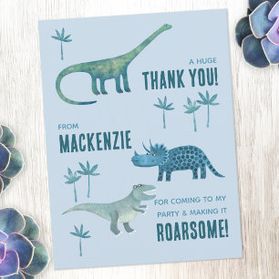 Cartão Postal Festa de aniversário De Dinossauro Obrigado