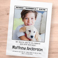 Festa de Aniversário de Foto Minimalista Moderna S