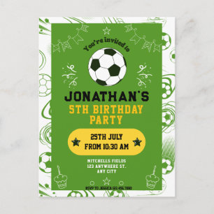 Cartão Postal Festa de Aniversário de Futebol Infantil