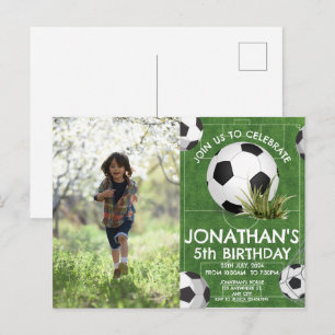 Cartão Postal Festa de Aniversário de Futebol Infantil foto
