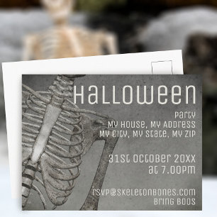 Cartão Postal Festa de Aniversário de Halloween Esqueleto Assust